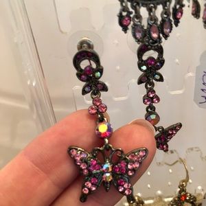 Earrings Pink Crystal Dangle